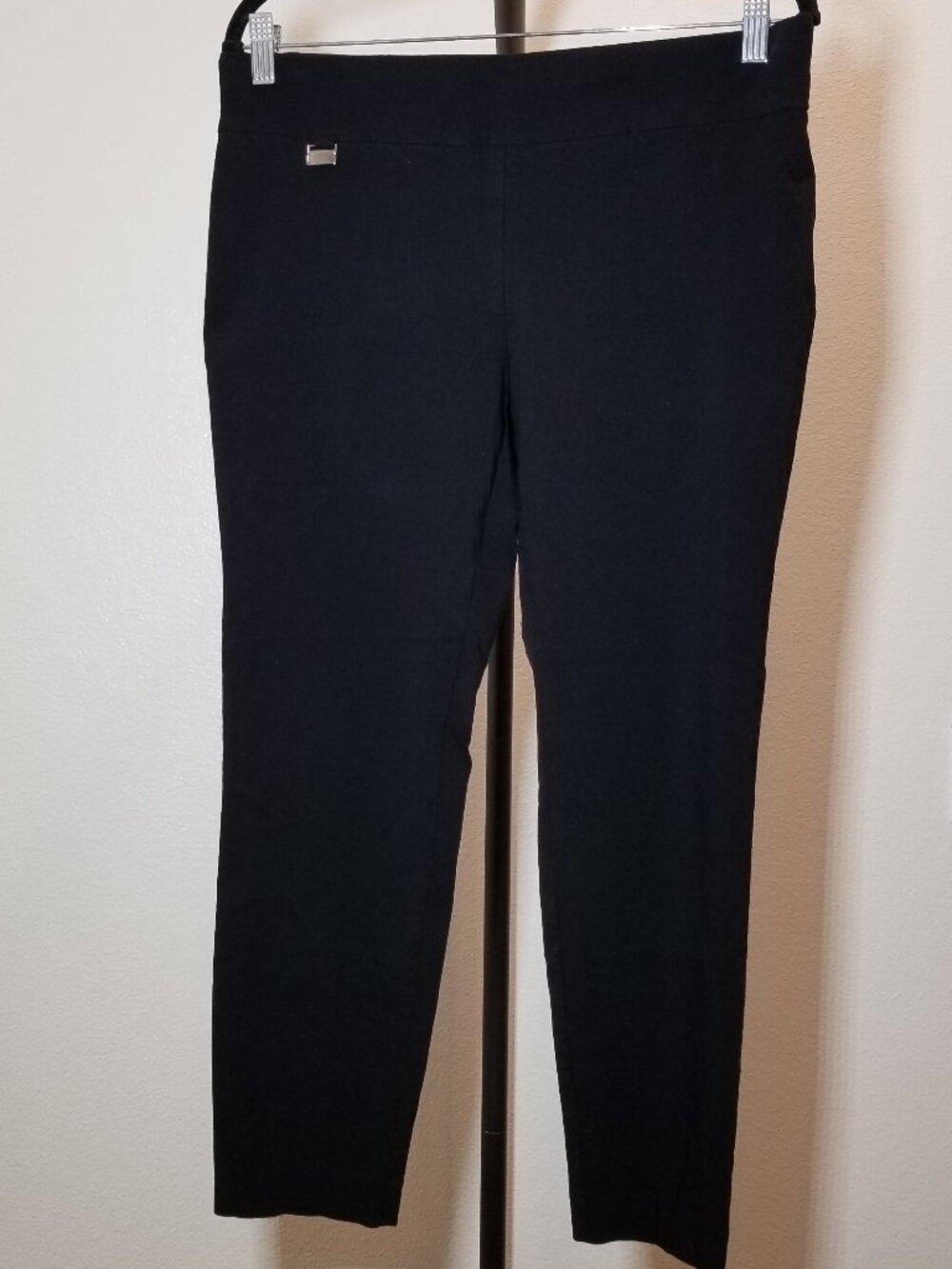 Alfani Womens Size 14PS Pull On Dress Pants Black Straight Leg Retro Office City